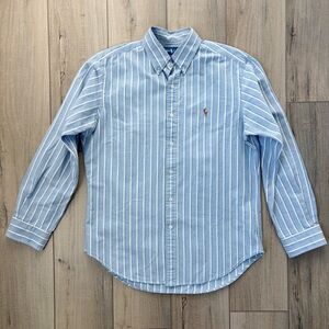 Ralph Lauren Blue Striped Cotton Classic Fit Oxford Shirt